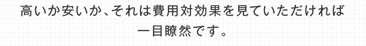 高いか安いか、それは費用対効果を見ていただければ一目瞭然です